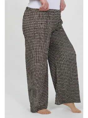 Akbeniz Kareli Büyük Beden Bürümcük Kadın Pantolon Akbeniz 210076 - Alternatif Görünüm