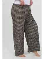Kareli Büyük Beden Bürümcük Kadın Pantolon Akbeniz 210076 Kahve detay görünüm