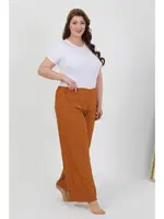 Büyük Beden Beli Lastikli Bürümcük Kadın Pantolon Akbeniz 210076 Kiremit