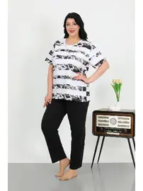Akbeniz Yuvarlak Yaka Büyük Beden Kısa Kollu Penye Pijama Takımı Akbeniz 202505