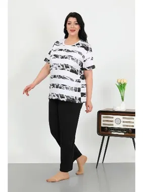 Akbeniz Yuvarlak Yaka Büyük Beden Kısa Kollu Penye Pijama Takımı Akbeniz 202505 - Alternatif Görünüm