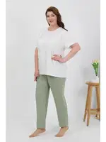 Büyük Beden Kısa Kol Penye Pijama Takımı Beyaz Akbeniz 202510 Beyaz görsel 4