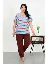 Akbeniz Kısa Kollu Büyük Beden Penye Kadın Pijama Takımı Akbeniz 202505