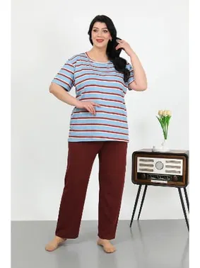 Akbeniz Kısa Kollu Büyük Beden Penye Kadın Pijama Takımı Akbeniz 202505 - Alternatif Görünüm