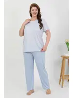 Yuvarlak Yaka Büyük Beden Kısa Kollu Penye Pijama Takımı Akbeniz 202510 Mavi