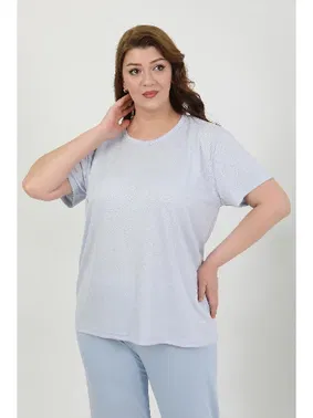 Akbeniz Yuvarlak Yaka Büyük Beden Kısa Kollu Penye Pijama Takımı Akbeniz 202510 - Alternatif Görünüm