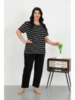 Kısa Kollu Büyük Beden Penye Kadın Pijama Takımı Siyah Akbeniz 202505 Siyah görsel 4