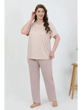 Akbeniz Büyük Beden Kısa Kollu Penye Kadın Pijama Takımı Akbeniz 202510