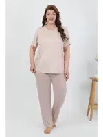 Büyük Beden Kısa Kollu Penye Kadın Pijama Takımı Akbeniz 202510 Sütlü Kahve farklı açı