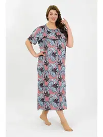 Akbeniz Büyük Beden Kısa Kol Somon Anne Gecelik Akbeniz 1377