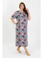 Büyük Beden Kısa Kol Somon Anne Gecelik Akbeniz 1377 Somon