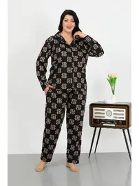 Akbeniz Cepli Düğmeli Büyük Beden Pamuklu Pijama Takım Akbeniz 202506