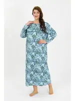 Büyük Beden Uzun Kol Mavi Anne Gecelik Akbeniz 1378 Mavi