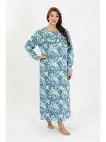 Büyük Beden Uzun Kol Mavi Anne Gecelik Akbeniz 1378 Mavi detay görünüm