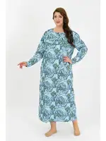 Büyük Beden Uzun Kol Mavi Anne Gecelik Akbeniz 1378 Mavi görsel 4