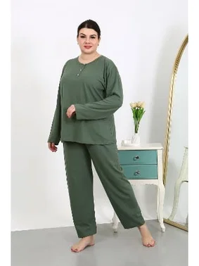 Akbeniz Büyük Beden Uzun Kollu Penye Kadın Pijama Takımı Akbeniz 202501