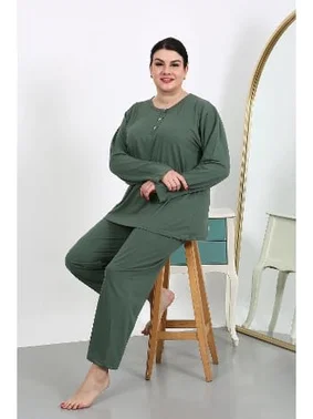 Akbeniz Büyük Beden Uzun Kollu Penye Kadın Pijama Takımı Akbeniz 202501 - Alternatif Görünüm