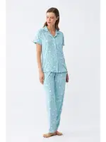 Yıldız Desenli Önden Düğmeli Pijama Takımı Akbeniz 2787  Buz Mavisi farklı açı