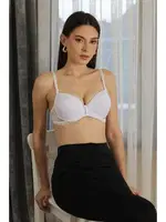 Destekli Balenli Dantelli Kadın Sütyen Akbeniz 3625S Beyaz