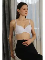 Destekli Balenli Dantelli Kadın Sütyen Akbeniz 3625S Beyaz görsel 4