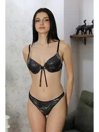 Akbeniz Gri Destekli Desenli Sütyen Takım Akbeniz 3704