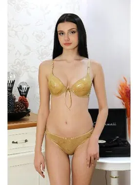 Akbeniz Parlak Destekli Desenli Sütyen Takım Akbeniz 3704