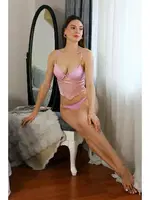 Aksesuarlı Destekli Kadın Sütyen Takım Akbeniz 3408 Lila farklı açı