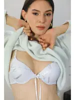 Desenli Destekli Balenli Kadın Sütyen Akbeniz 4920 Beyaz