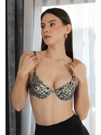Akbeniz  Leopar Desenli Destekli Balenli Kadın Sütyen Akbeniz 4923