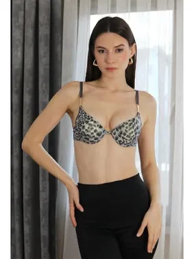 Akbeniz  Leopar Desenli Destekli Balenli Kadın Sütyen Akbeniz 4923 - Alternatif Görünüm