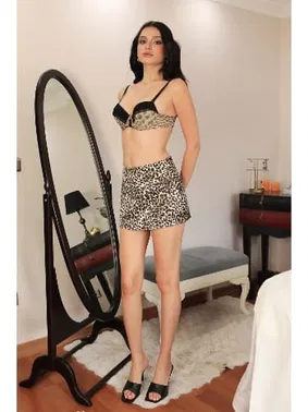 Akbeniz Leopar Desenli Destekli Balenli Kadın Sütyen Akbeniz 3016 - Alternatif Görünüm