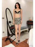 Leopar Desenli Destekli Balenli Kadın Sütyen Akbeniz 3016 Siyah farklı açı