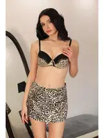 Leopar Desenli Destekli Balenli Kadın Sütyen Akbeniz 3016 Siyah görsel 4
