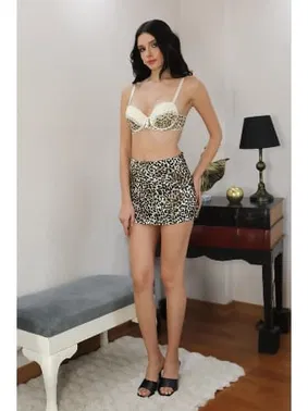 Akbeniz Balenli Destekli Leopar Desenli Kadın Akbeniz Sütyen 3106 - Alternatif Görünüm