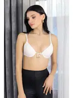 Dekolteli Destekli Balenli Önden Açılır Kadın Sütyen Akbeniz 2406 Beyaz