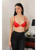 Destekli Balenli Önden Açılır Dekolteli Sütyen Akbeniz 2406 Kirmizi görsel 4