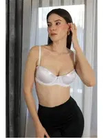 Straplez Destekli Balenli Kadın Sütyen Akbeniz 2012 Beyaz detay görünüm