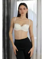 Balenli Destekli Kadın Straplez Sütyen Akbeniz 2012 Ekru farklı açı