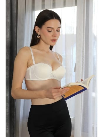 Straplez Destekli Balenli Kadın Sütyen Akbeniz 5050-1