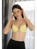 Destekli Balenli Taş Detaylı Sütyen Akbeniz 2407  Sari