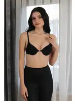 Destekli Balenli Taş Detaylı Kadın Siyah Sütyen Akbeniz 2407 Siyah