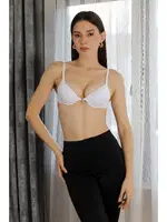 Destekli Balenli Taşlı Kadın Sütyen Akbeniz 3408 Beyaz görsel 4