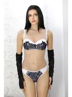 Straplez Destekli Dantel Detaylı Sütyen Takım Akbeniz 3906 Beyaz farklı açı