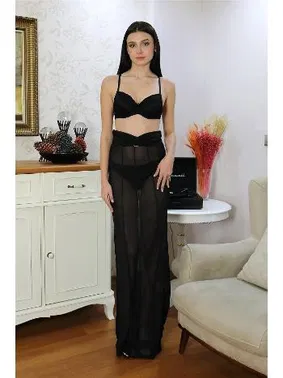 Akbeniz Siyah Destekli Dantel Straplez Sütyen Takım Akbeniz 5050