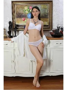 Akbeniz Beyaz Destekli Dantel Detaylı Sütyen Takım Akbeniz 3983 - Alternatif Görünüm