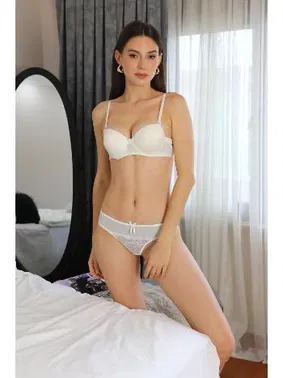 Akbeniz Krem Destekli Dantelli Sütyen Takım Akbeniz 4505 - Alternatif Görünüm