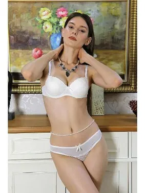 Akbeniz Transparan Külot Destekli Dantelli Sütyen Takım Akbeniz 5040