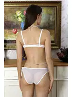 Transparan Külot Destekli Dantelli Sütyen Takım Akbeniz 5040 Ekru görsel 4