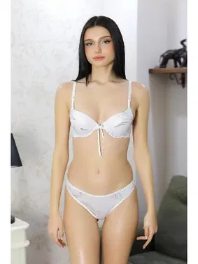 Akbeniz Beyaz Destekli Desenli Sütyen Takım Akbeniz 3912 - Alternatif Görünüm