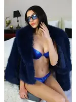 Mavi Parlak Kadın Destekli Desenli Sütyen Takım Akbeniz 3003 Mavi